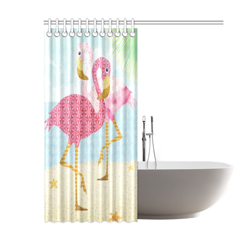 Pink Flamingos Beach Shower Curtain 60"x72"