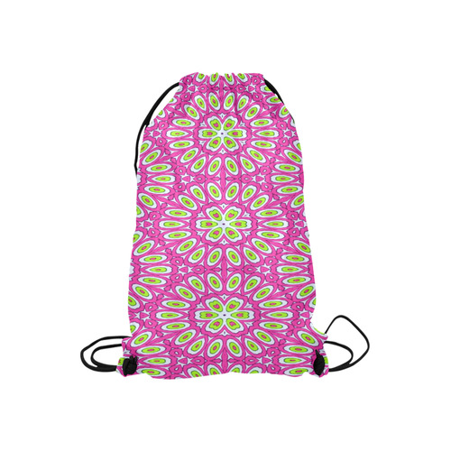 Hot Pink, Lime Green and White Pop Art Small Drawstring Bag Model 1604 (Twin Sides) 11"(W) * 17.7"(H)