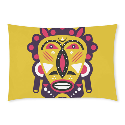 Kuba Face Mask Yellow Custom Rectangle Pillow Case 20x30 (One Side)