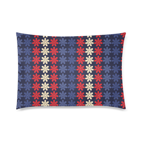 Blue With Red Floral Geometric Tile Custom Zippered Pillow Case 20"x30"(Twin Sides)