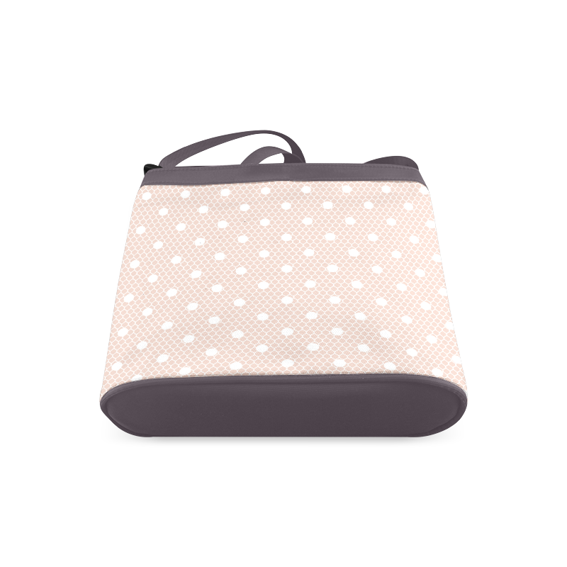 White Pink Polka Dots, Lace Pattern Crossbody Bags (Model 1613)