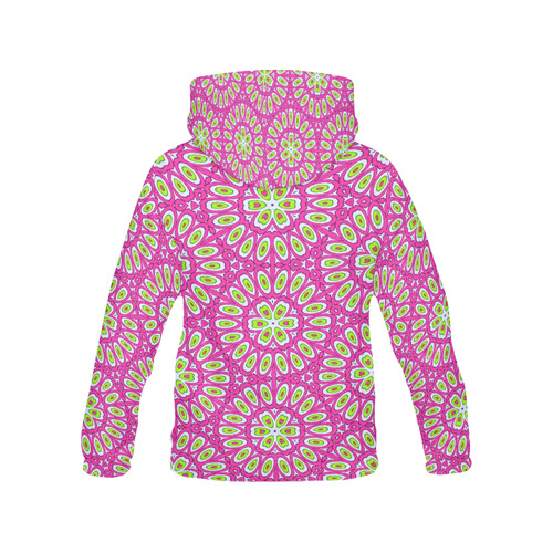 Hot Pink, Lime Green and White Pop Art All Over Print Hoodie for Women (USA Size) (Model H13)