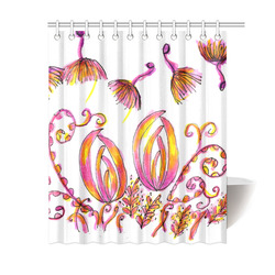Pink Yellow Fairy Bells Secret Flower Nest Garden Shower Curtain 60"x72"