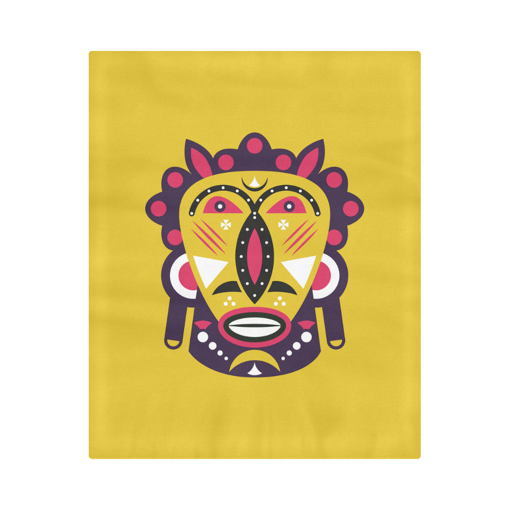 Kuba Face Mask Yellow Duvet Cover 86"x70" ( All-over-print)