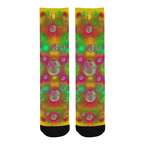 Summer Love in peace  colors and flowers pop art Trouser Socks