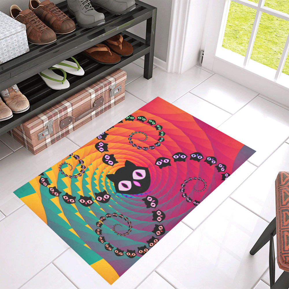 Rainbow Spiral Cats Azalea Doormat 30" x 18" (Sponge Material)