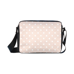 White Pink Polka Dots, Lace Pattern Classic Cross-body Nylon Bags (Model 1632)