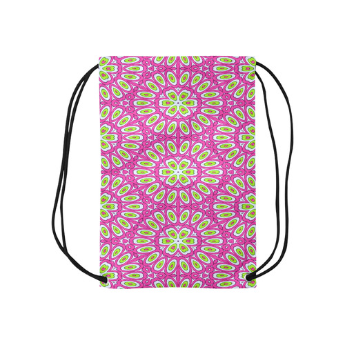 Hot Pink, Lime Green and White Pop Art Small Drawstring Bag Model 1604 (Twin Sides) 11"(W) * 17.7"(H)