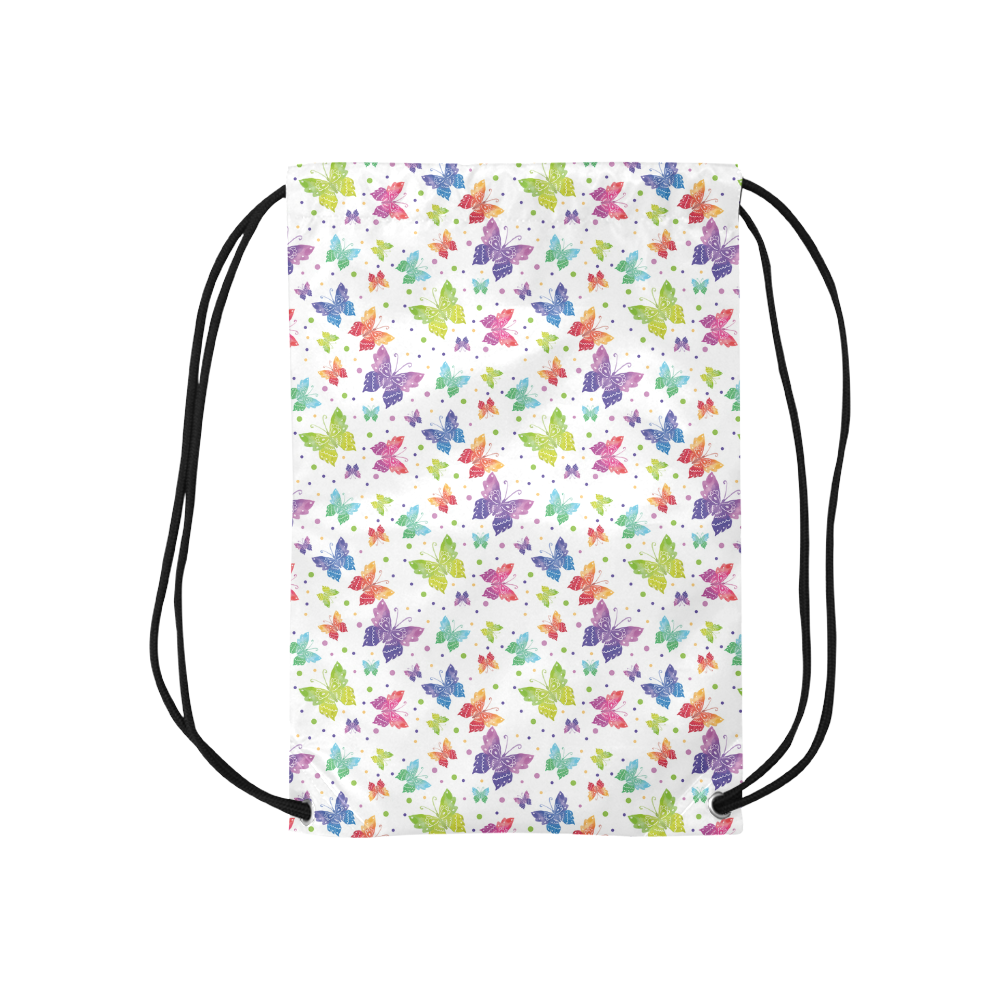 Colorful Butterflies Small Drawstring Bag Model 1604 (Twin Sides) 11"(W) * 17.7"(H)