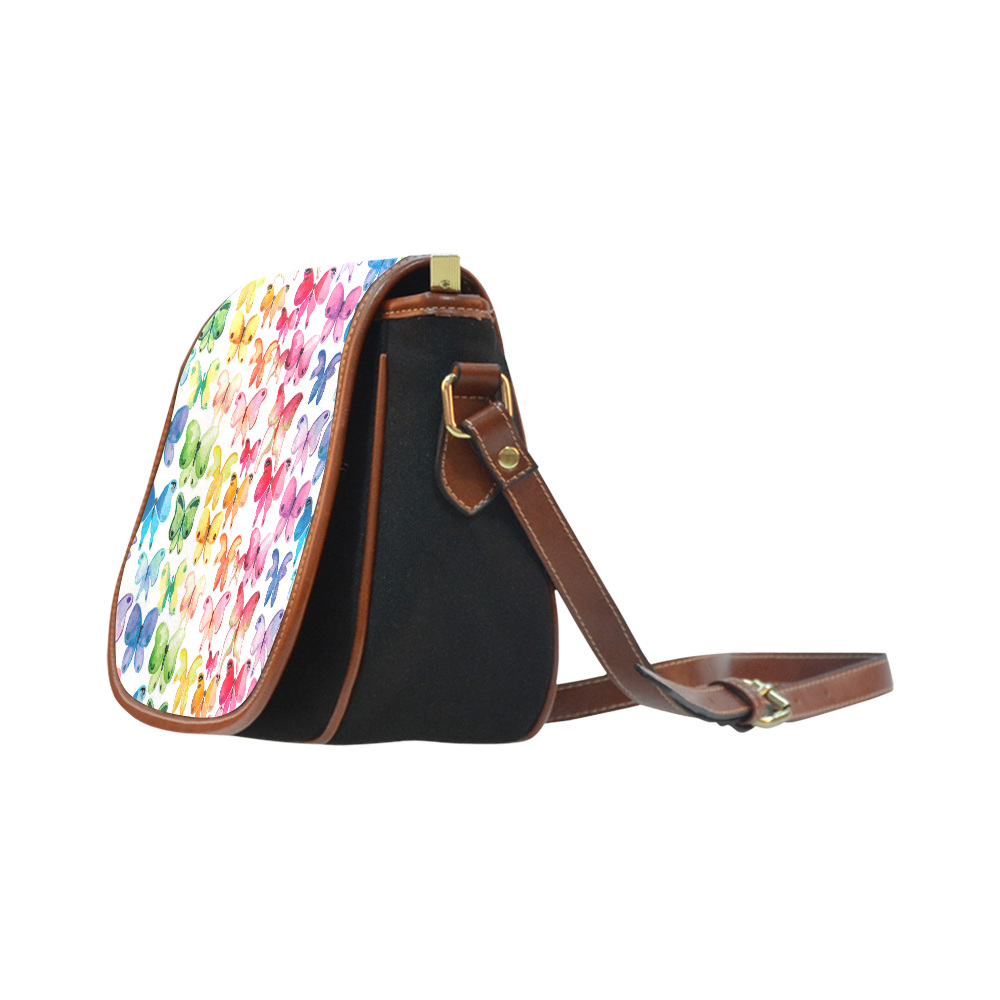 Rainbow Butterflies Saddle Bag/Small (Model 1649)(Flap Customization)