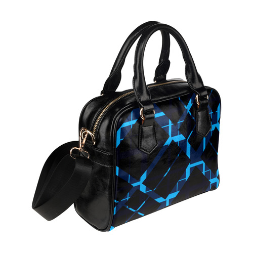 Diagonal Blue & Black Plaid Hipster Style Shoulder Handbag (Model 1634)
