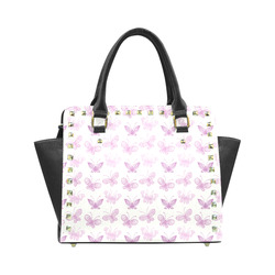 Fantastic Pink Butterflies Rivet Shoulder Handbag (Model 1645)