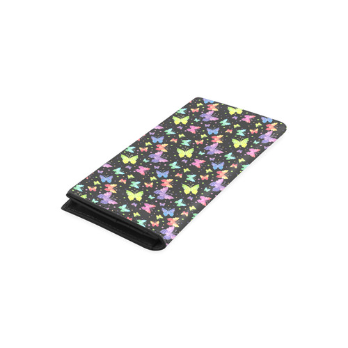 Colorful Butterflies Black Edition Women's Leather Wallet (Model 1611)