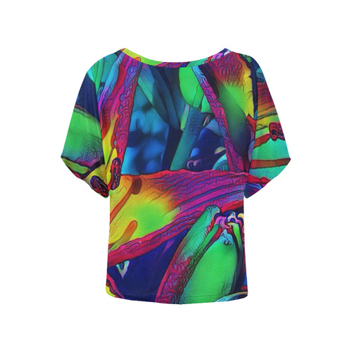Floral ArtStudio 1016C Women's Batwing-Sleeved Blouse T shirt (Model T44)