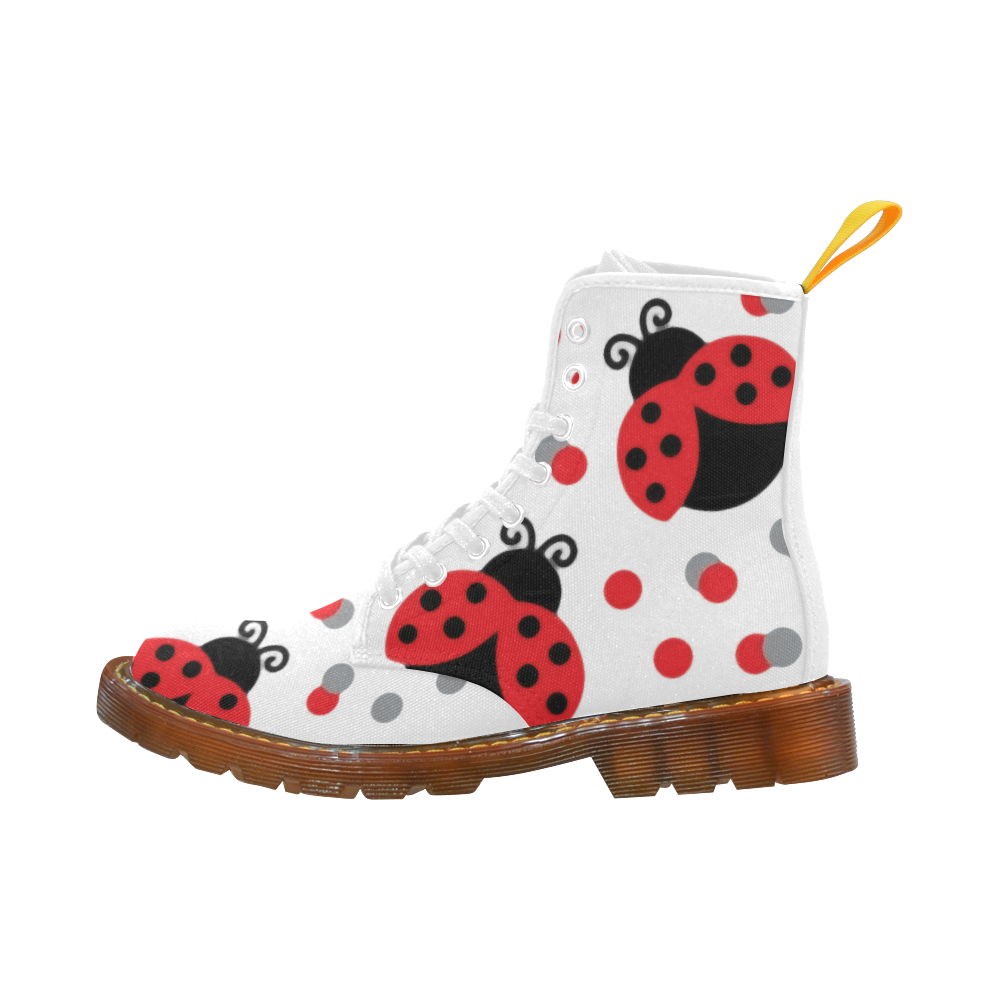 Cute Ladybug Pattern Red Black Martin Boots For Women Model 1203H