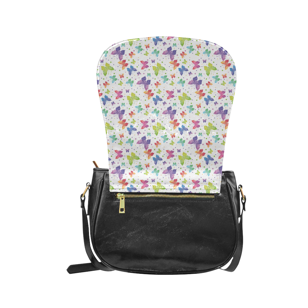 Colorful Butterflies Classic Saddle Bag/Large (Model 1648)