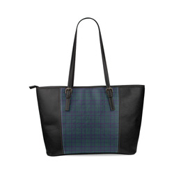 Green Plaid Rock Style Leather Tote Bag/Large (Model 1640)