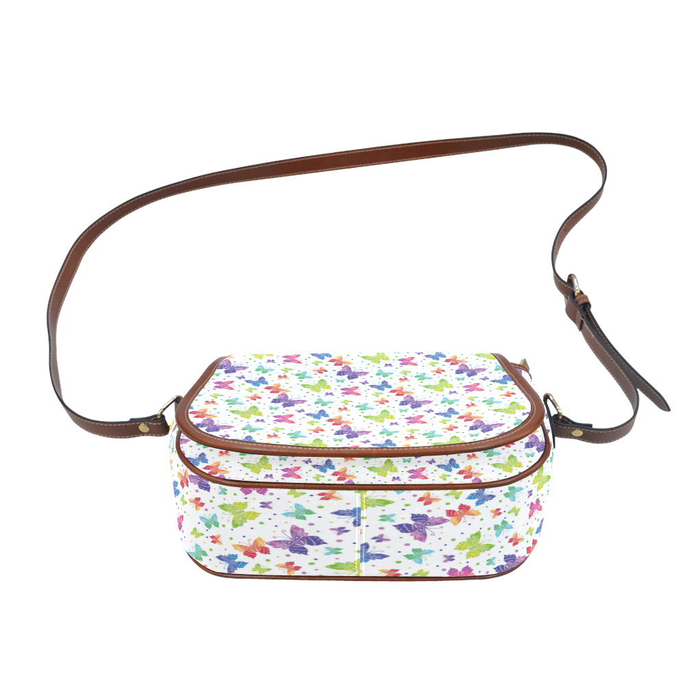 Colorful Butterflies Saddle Bag/Small (Model 1649) Full Customization