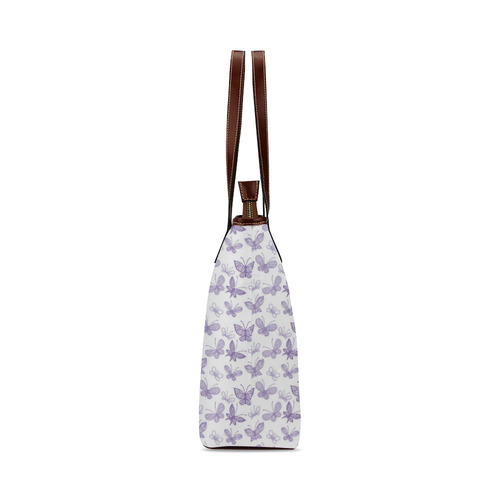 Cute Purple Butterflies Shoulder Tote Bag (Model 1646)