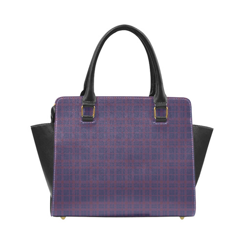 Purple Plaid Rock Style Rivet Shoulder Handbag (Model 1645)