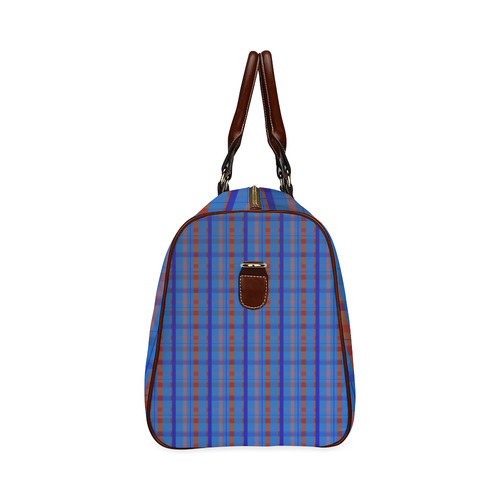 Royal Blue Plaid Hipster Style Waterproof Travel Bag/Large (Model 1639)