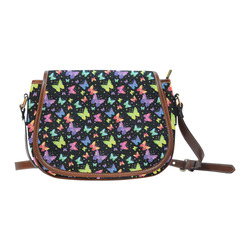 Colorful Butterflies Black Edition Saddle Bag/Small (Model 1649) Full Customization