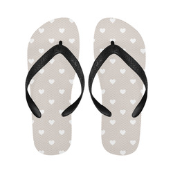 White Hearts Pattern on Grey, Lace Effect Flip Flops for Men/Women (Model 040)