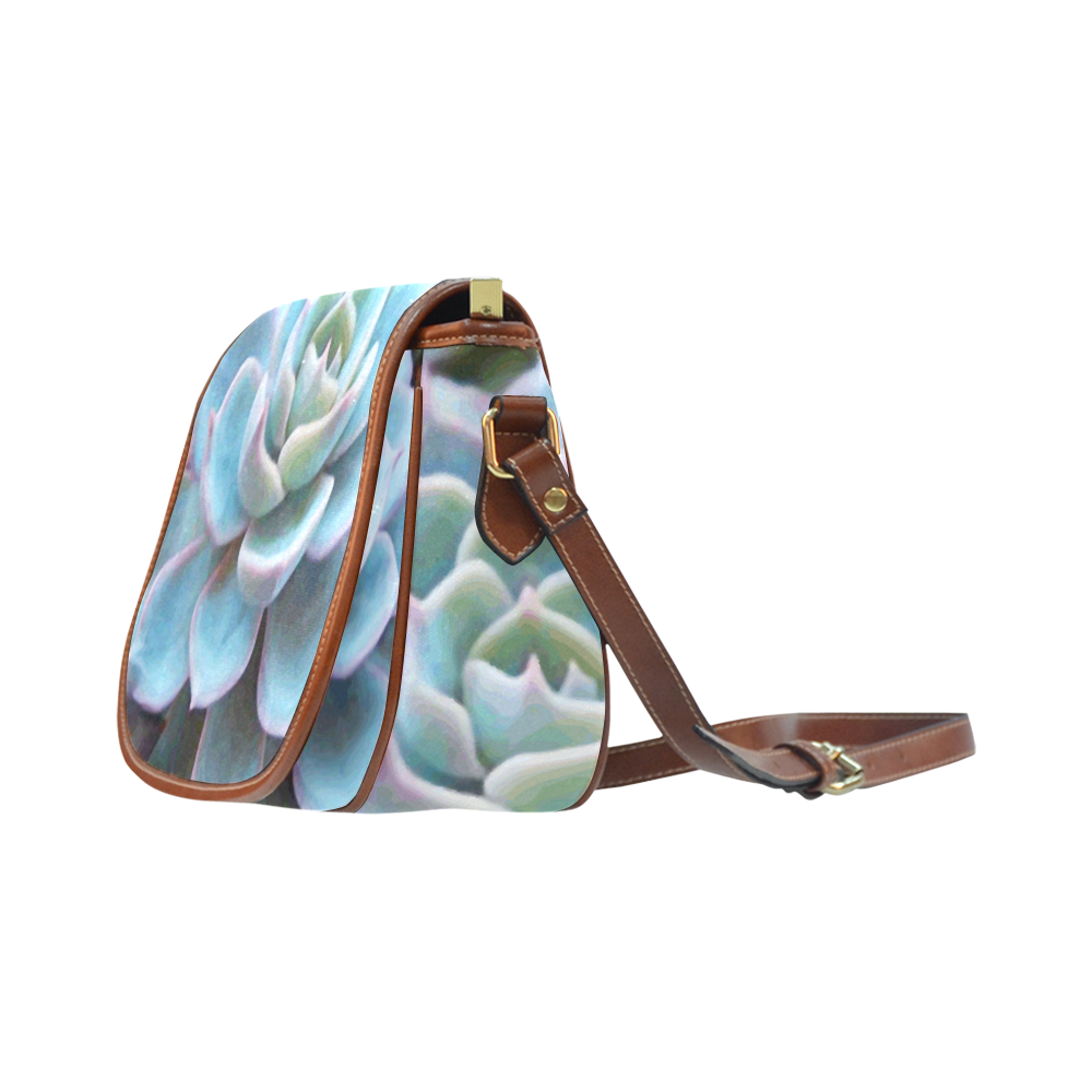 Watercolor Peacock Succulent Saddle Bag/Small (Model 1649) Full Customization