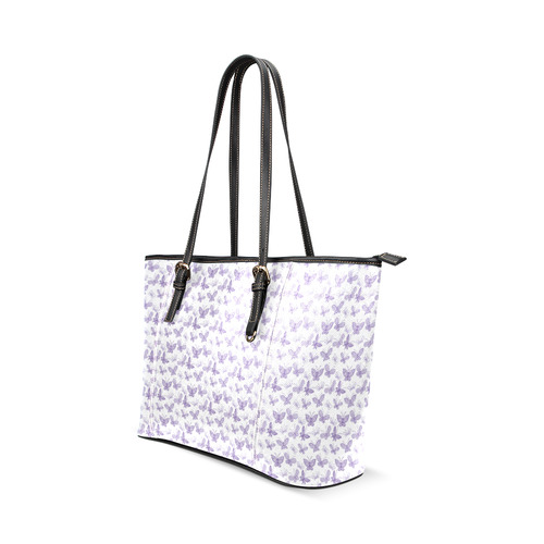 Cute Purple Butterflies Leather Tote Bag/Large (Model 1640)