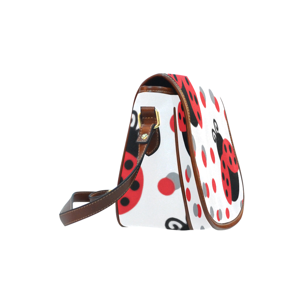 Cute Ladybug Pattern Red Black Saddle Bag/Small (Model 1649) Full Customization