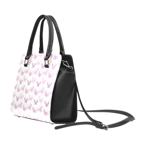 Fantastic Pink Butterflies Rivet Shoulder Handbag (Model 1645)
