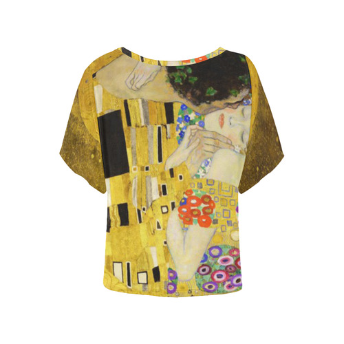 The Kiss Gustav Klimt Fine Art Women's Batwing-Sleeved Blouse T shirt (Model T44)