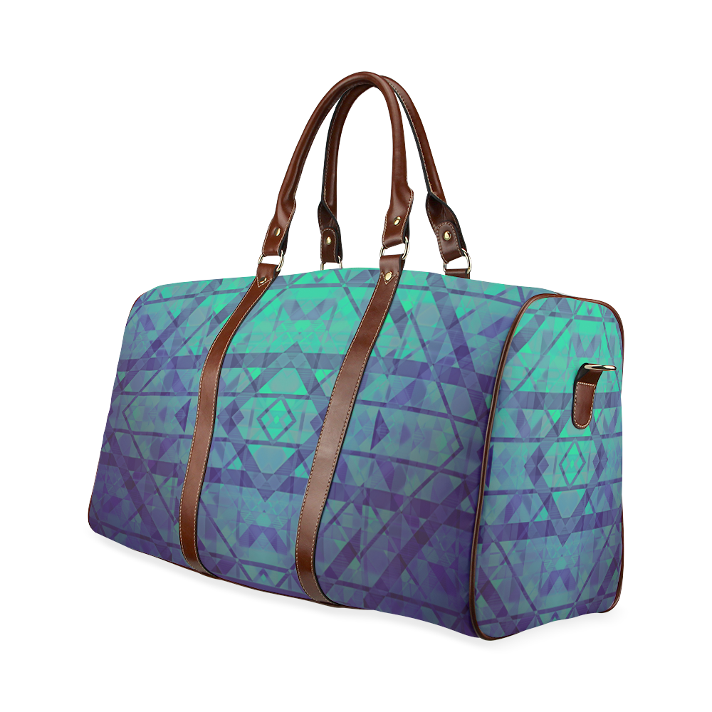 Sci-Fi Dream Blue Geometric design Waterproof Travel Bag/Large (Model 1639)