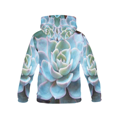Watercolor Peacock Succulentt Painting All Over Print Hoodie for Women (USA Size) (Model H13)