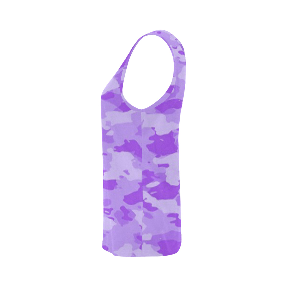 Purple Camo All Over Print Tank Top for Women (Model T43)