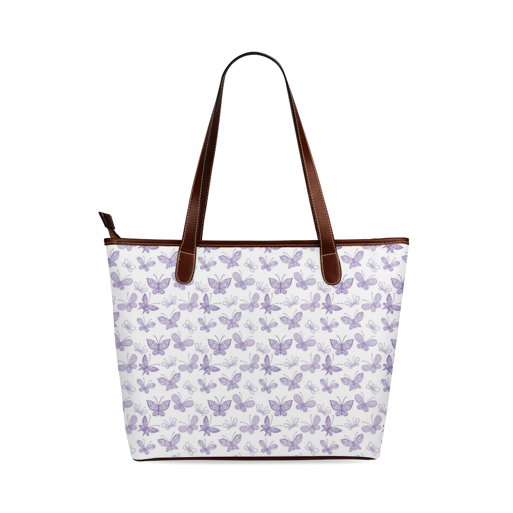 Cute Purple Butterflies Shoulder Tote Bag (Model 1646)