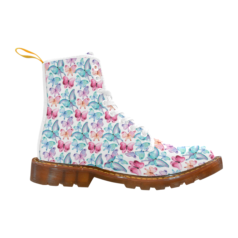 Watercolor Colorful Butterflies Martin Boots For Women Model 1203H