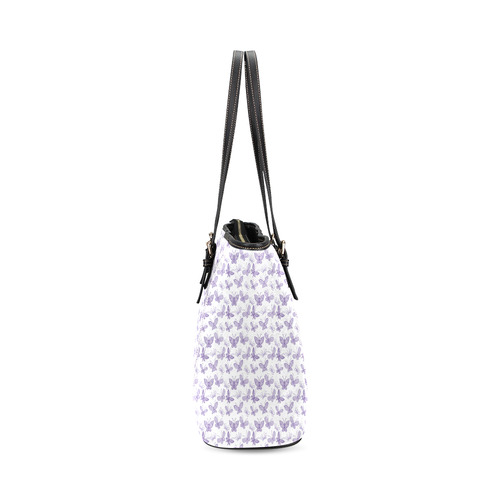 Cute Purple Butterflies Leather Tote Bag/Large (Model 1640)