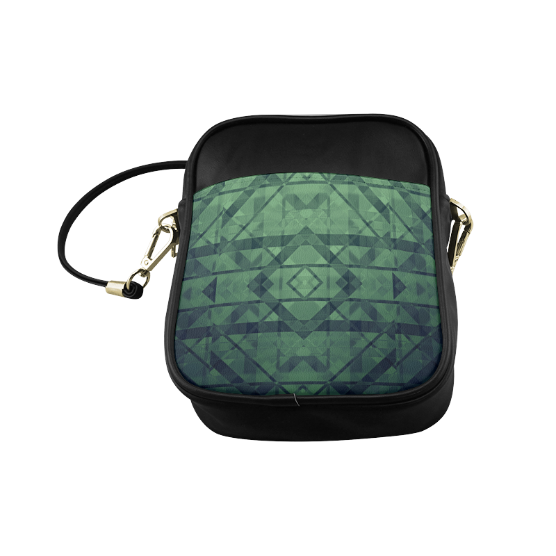 Sci-Fi Green Monster  Geometric design Sling Bag (Model 1627)