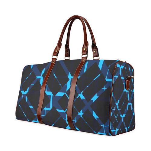 Diagonal Blue & Black Plaid Modern Style Waterproof Travel Bag/Large (Model 1639)