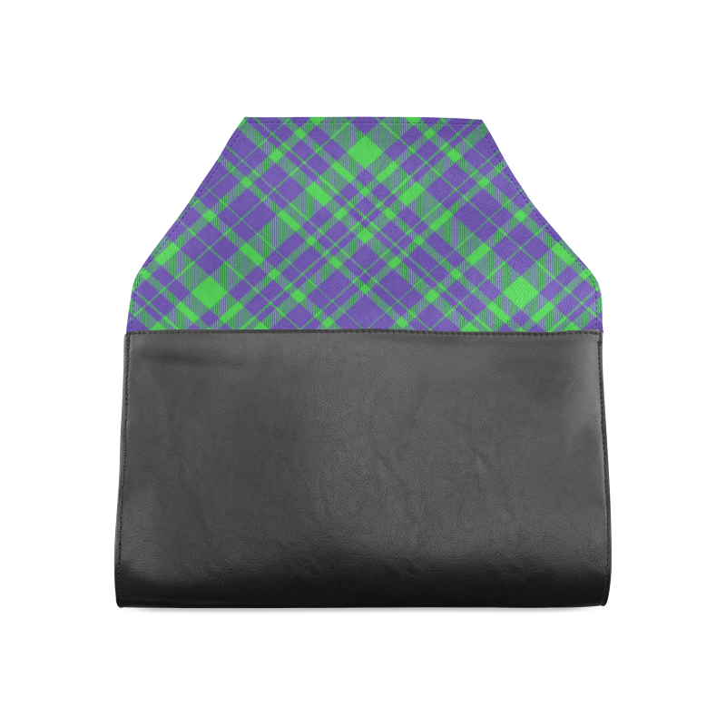 Diagonal Green & Purple Plaid Modern Style Clutch Bag (Model 1630)