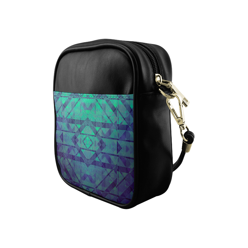 Sci-Fi Dream Blue Geometric design Sling Bag (Model 1627)