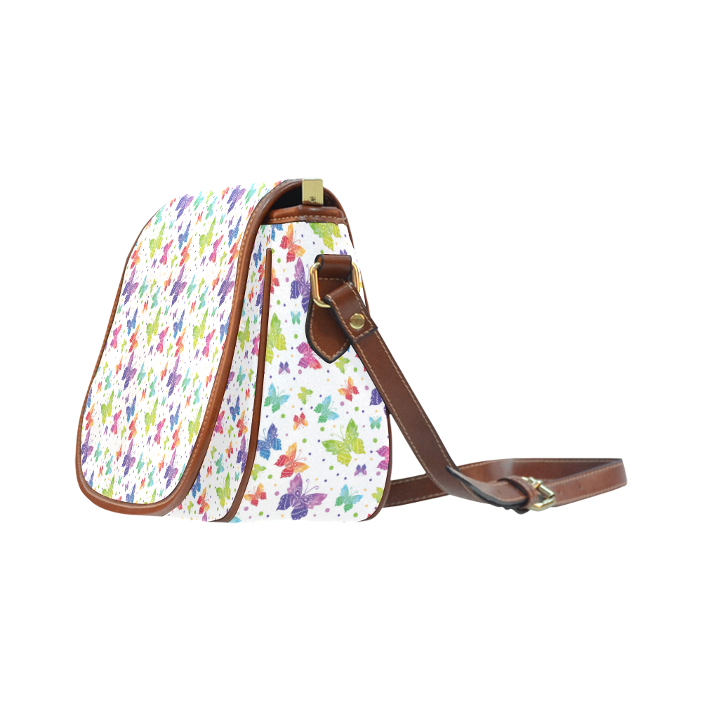 Colorful Butterflies Saddle Bag/Small (Model 1649) Full Customization