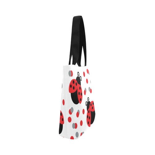 Cute Ladybug Pattern Red Black Canvas Tote Bag (Model 1657)