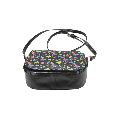 Colorful Butterflies Black Edition Classic Saddle Bag/Small (Model 1648)