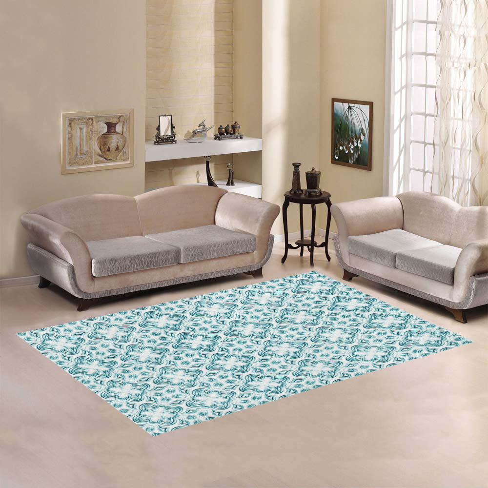 Shadows of Turquoise Area Rug7'x5'