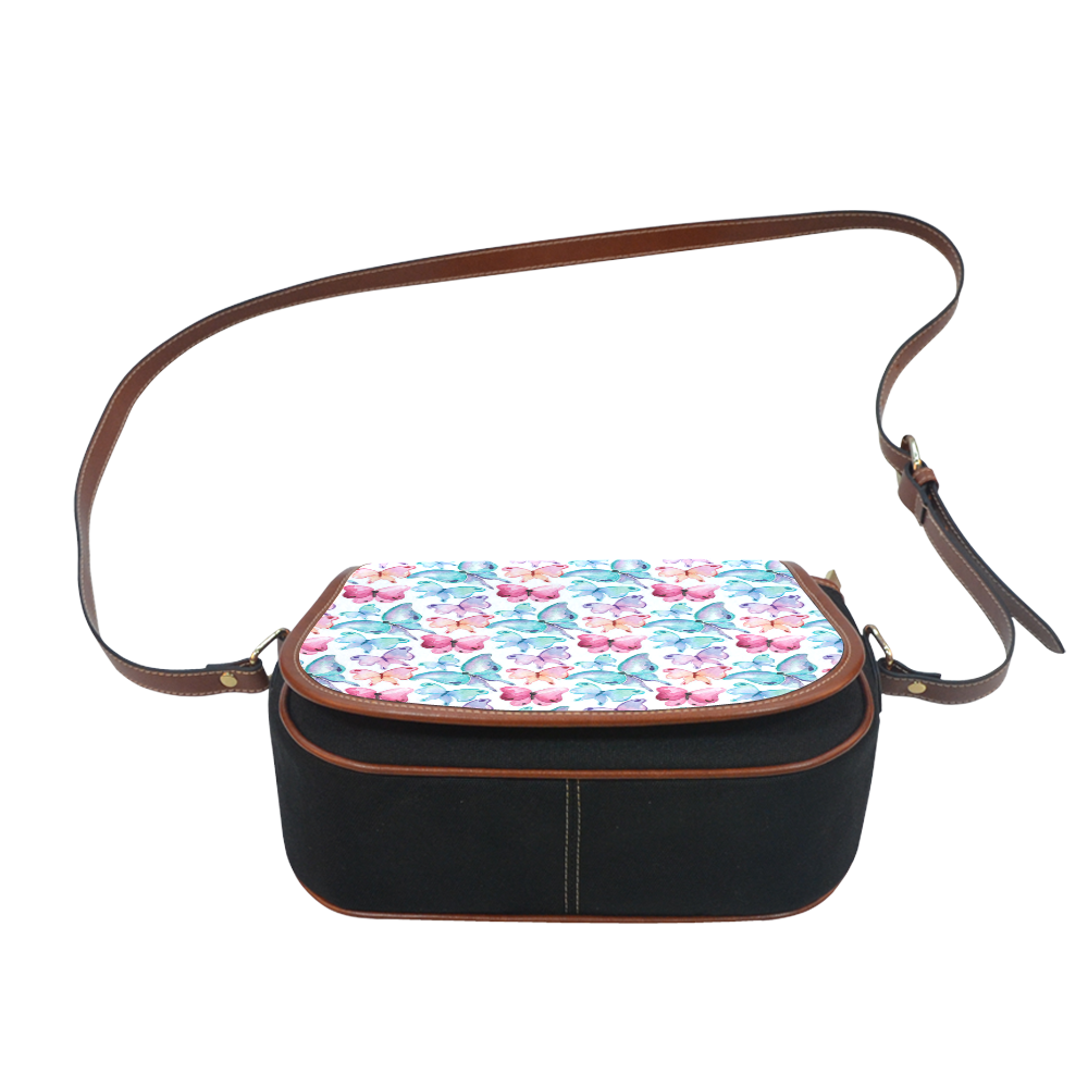 Watercolor Colorful Butterflies Saddle Bag/Small (Model 1649)(Flap Customization)