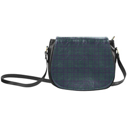 Green Plaid Hipster Style Classic Saddle Bag/Large (Model 1648)