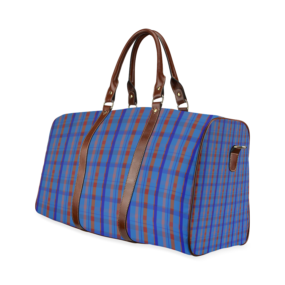 Royal Blue Plaid Hipster Style Waterproof Travel Bag/Large (Model 1639)