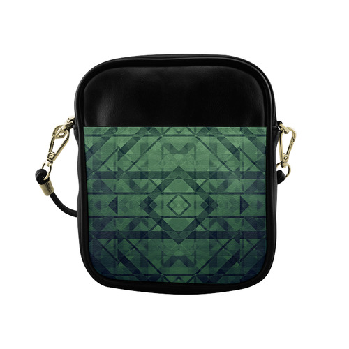 Sci-Fi Green Monster  Geometric design Sling Bag (Model 1627)